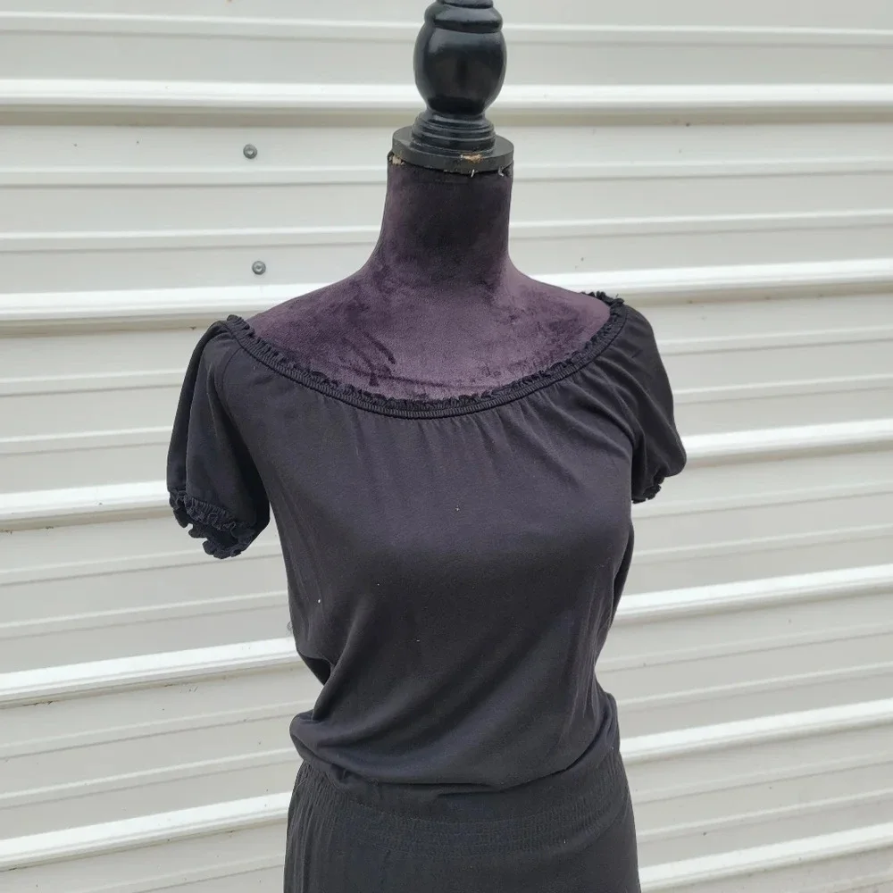 H&M Dress Girls Youth 14Y+ Short Sleeve Elastic Waist Stretch Black Short